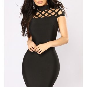 Sexy LBD black bandage bodycon form fit party night club caged mini dress 👗